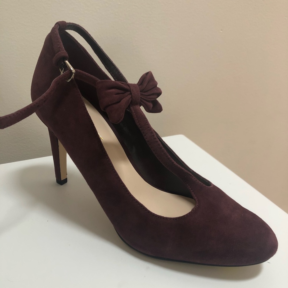 NWT NINE WEST purple velvet bow heels - Picture 6 of 7